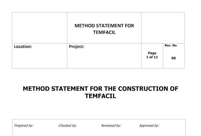 prepare professional construction method statement, rfi and qaqc documents